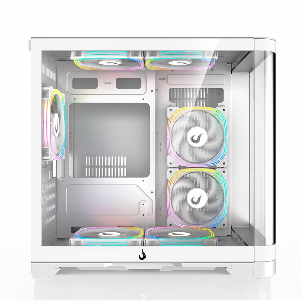 Imagem 4 de 5 do produto Gabinete Gamer Rise Mode Glass Curvo, M-ATX, Lateral e Frente em Vidro Temperado, Branco - RM-GA-GC-FW