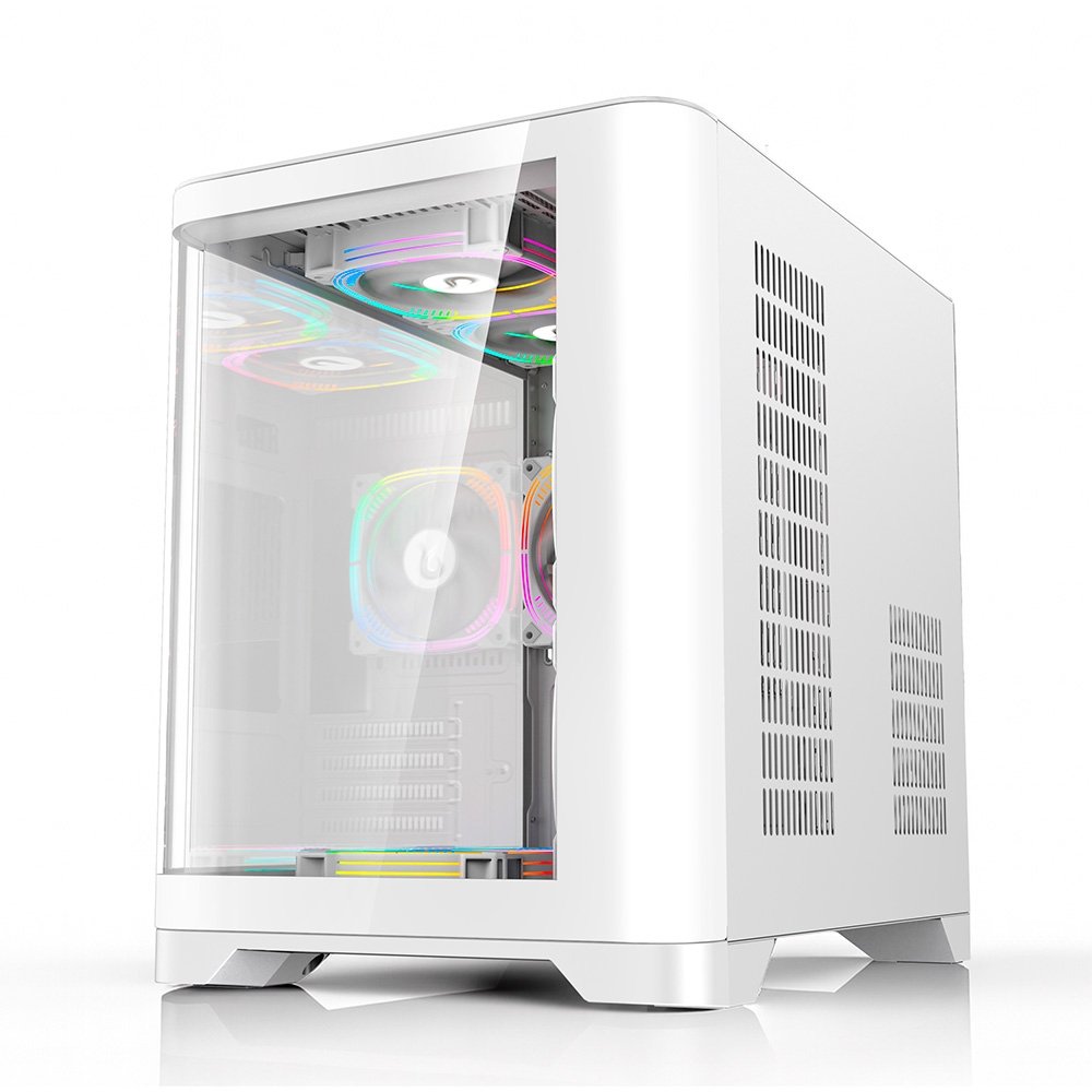 Imagem 3 de 5 do produto Gabinete Gamer Rise Mode Glass Curvo, M-ATX, Lateral e Frente em Vidro Temperado, Branco - RM-GA-GC-FW