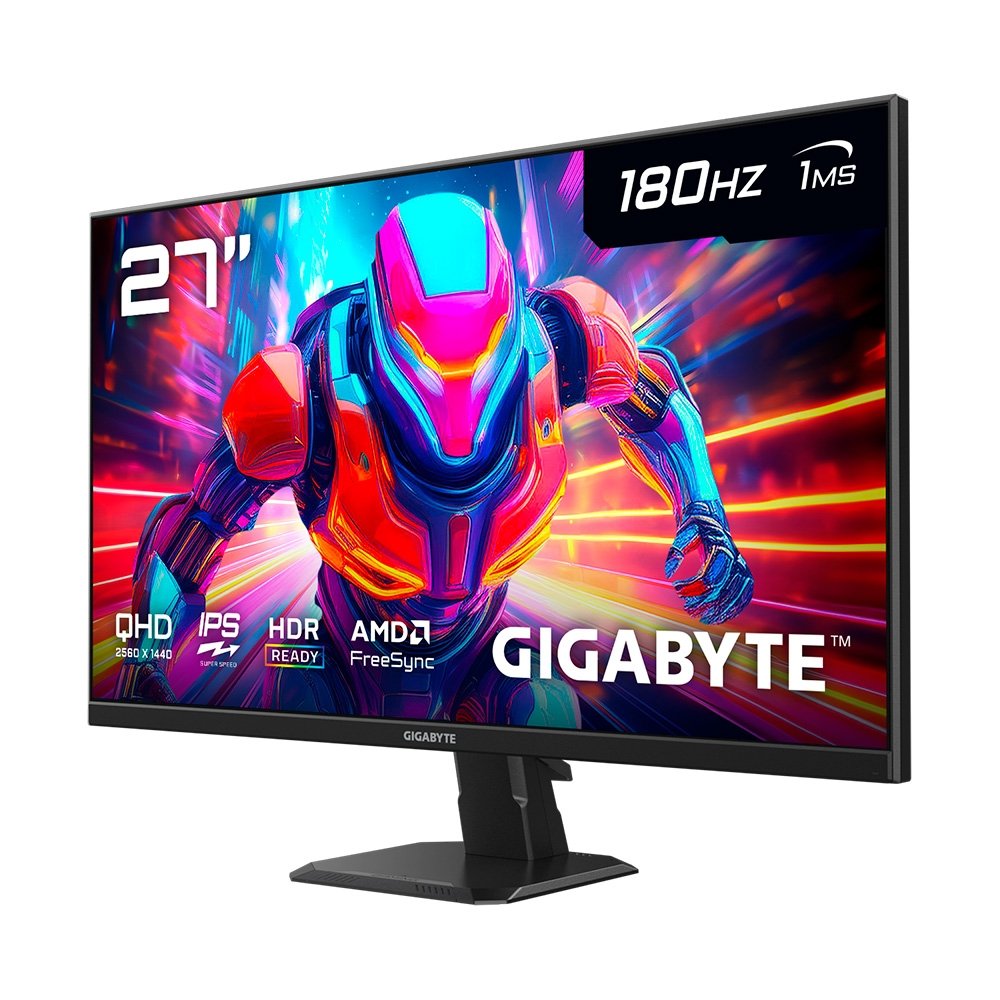 Imagem 3 de 7 do produto Monitor Gamer Gigabyte 27", QHD, 180Hz, 1ms, IPS, VRR, FreeSync, HDR Ready, Preto - GS27QA-AS