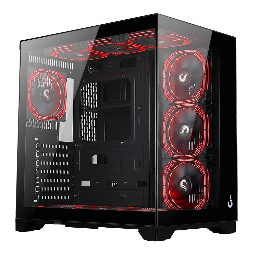 Imagem 3 de 8 do produto Gabinete Gamer Rise Mode Galaxy Glass Standard V2, Mid Tower, ATX, Lateral e Frontal em Vidro Temperado, Sem FANs, Preto - RM-GA-GGST2-FB