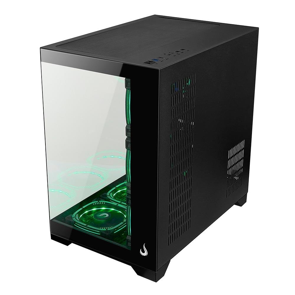 Imagem 7 de 8 do produto Gabinete Gamer Rise Mode Galaxy Glass Standard V2, Mid Tower, ATX, Lateral e Frontal em Vidro Temperado, Sem FANs, Preto - RM-GA-GGST2-FB