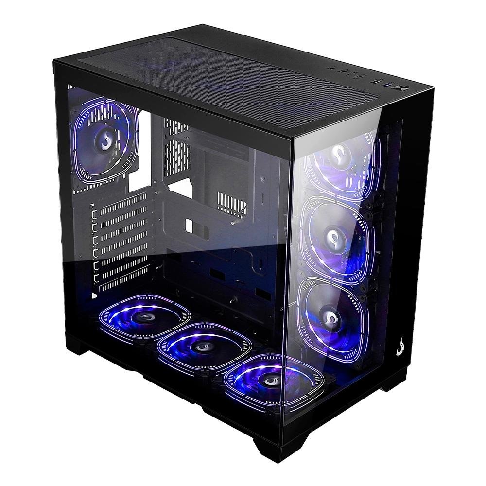 Imagem 5 de 8 do produto Gabinete Gamer Rise Mode Galaxy Glass Standard V2, Mid Tower, ATX, Lateral e Frontal em Vidro Temperado, Sem FANs, Preto - RM-GA-GGST2-FB