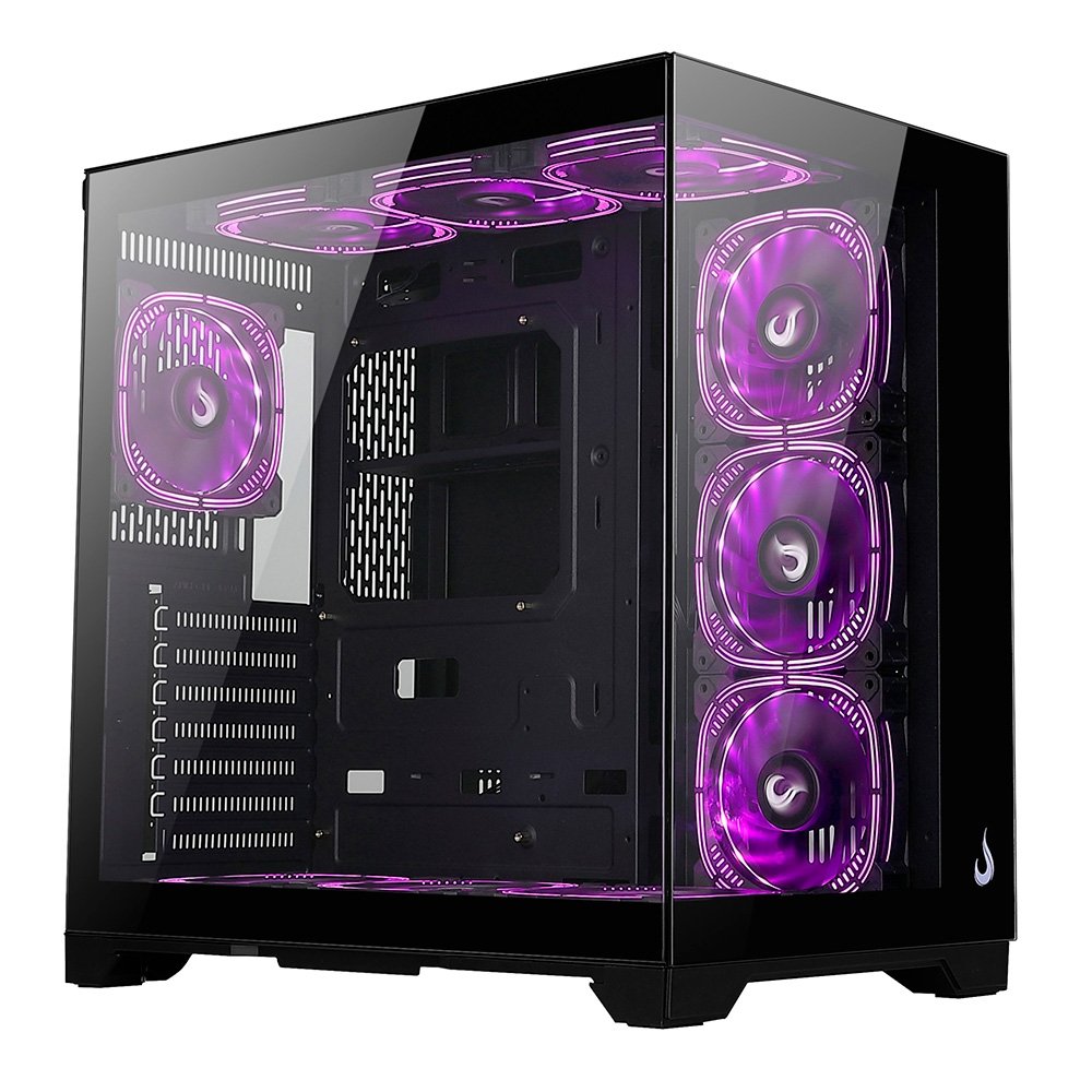 Gabinete Gamer Rise Mode Galaxy Glass Standard V2, Mid Tower, ATX, Lateral e Frontal em Vidro Temperado, Com 10 Ventoinhas, Preto - RM-GA-GGSB2-ARGB - view 2