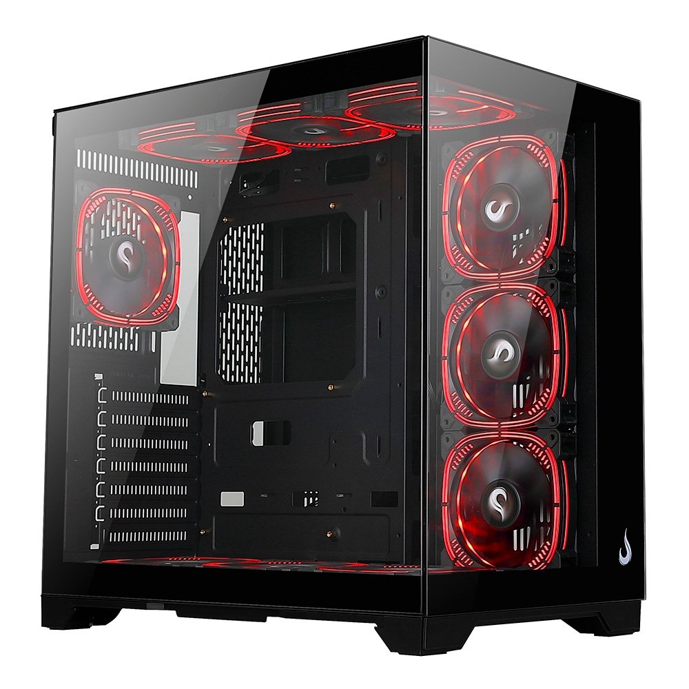 Gabinete Gamer Rise Mode Galaxy Glass Standard V2, Mid Tower, ATX, Lateral e Frontal em Vidro Temperado, Com 10 Ventoinhas, Preto - RM-GA-GGSB2-ARGB - view 4