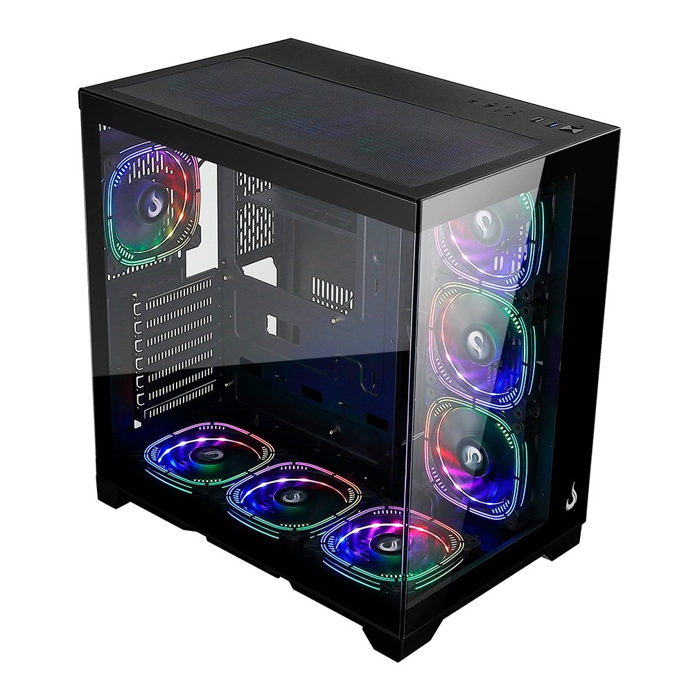 Gabinete Gamer Rise Mode Galaxy Glass Standard V2, Mid Tower, ATX, Lateral e Frontal em Vidro Temperado, Com 10 Ventoinhas, Preto - RM-GA-GGSB2-ARGB - view 6