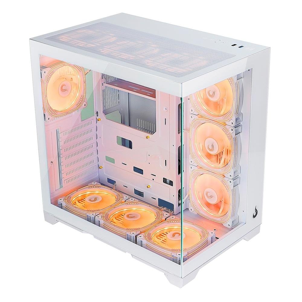 Gabinete Gamer Rise Mode Galaxy Glass Standard V2, Mid Tower, ATX, Lateral e Frontal em Vidro Temperado, Com 10 Ventoinhas, Branco - RM-GA-GGSW2-ARGB - view 6