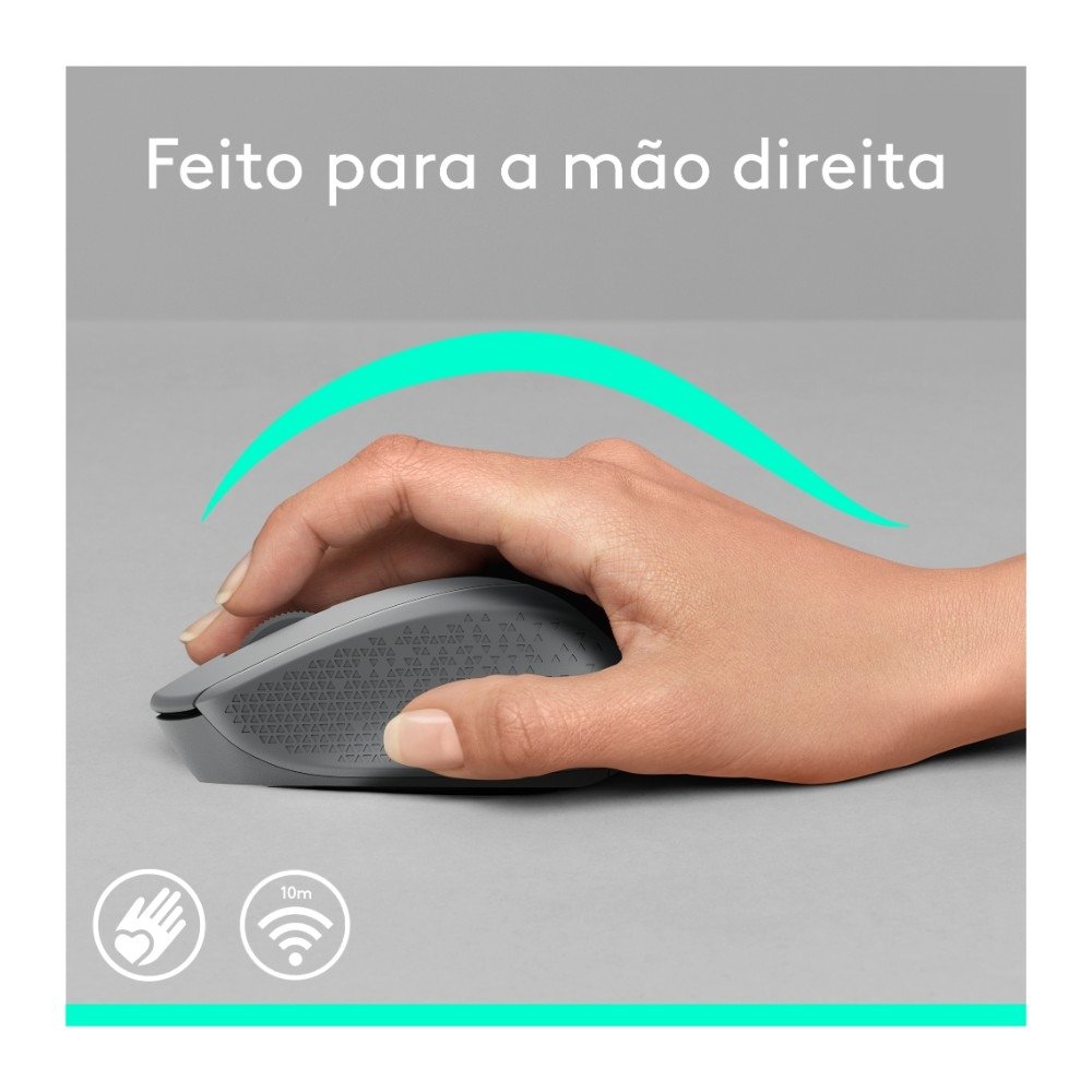Imagem 3 de 9 do produto Mouse sem fio Logitech M280 com Conexão USB e Pilha Inclusa, Cinza - 910-004285