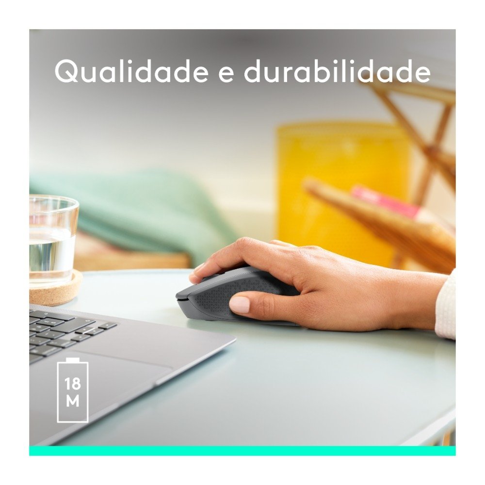 Imagem 6 de 9 do produto Mouse sem fio Logitech M280 com Conexão USB e Pilha Inclusa, Cinza - 910-004285