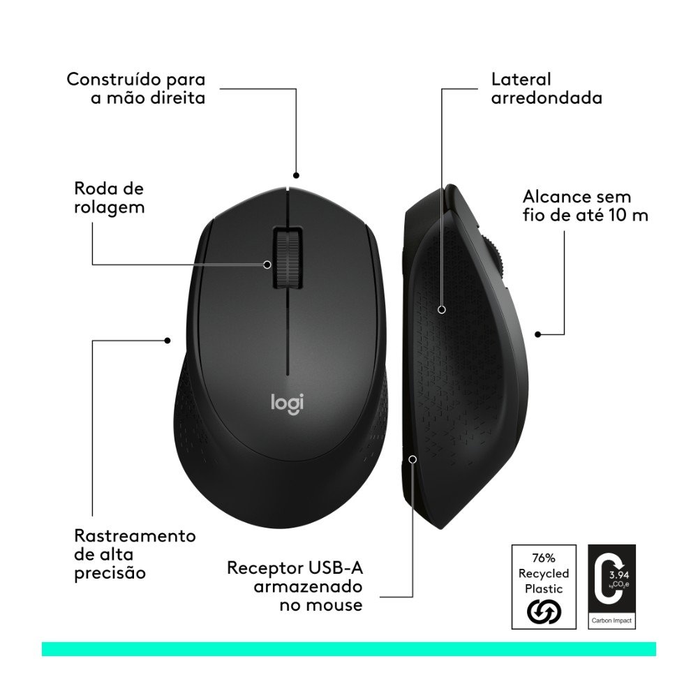 Mouse sem fio ( Balão.info) M280 com Conexão USB e Pilha Inclusa, Preto - 910-( Balão.info - foto 8