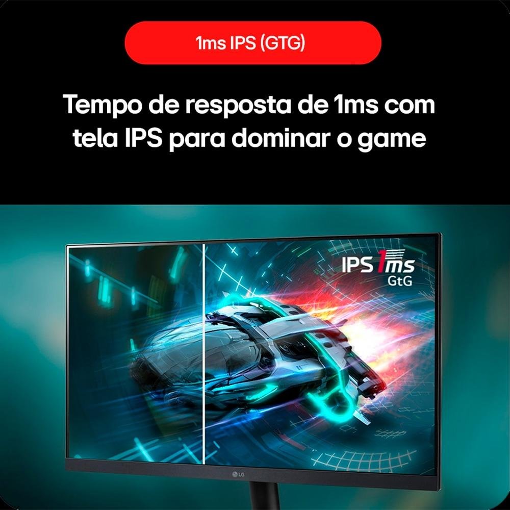 Monitor Gamer LG UltraGear 24, FHD, 180Hz, 1ms, IPS, DP e HDMI, HDR10, FreeSync, G-Sync - 24GS60F-B - view 5