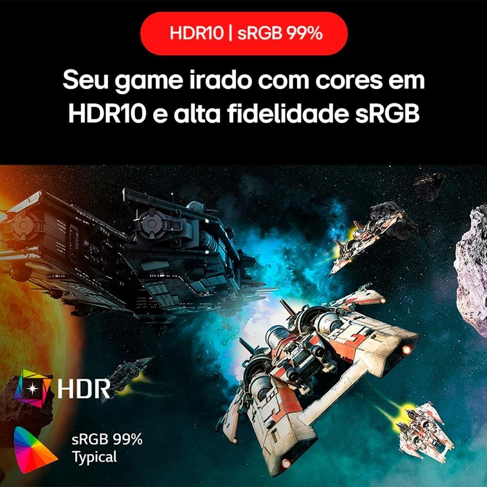 Monitor Gamer LG UltraGear 24, FHD, 180Hz, 1ms, IPS, DP e HDMI, HDR10, FreeSync, G-Sync - 24GS60F-B - view 6