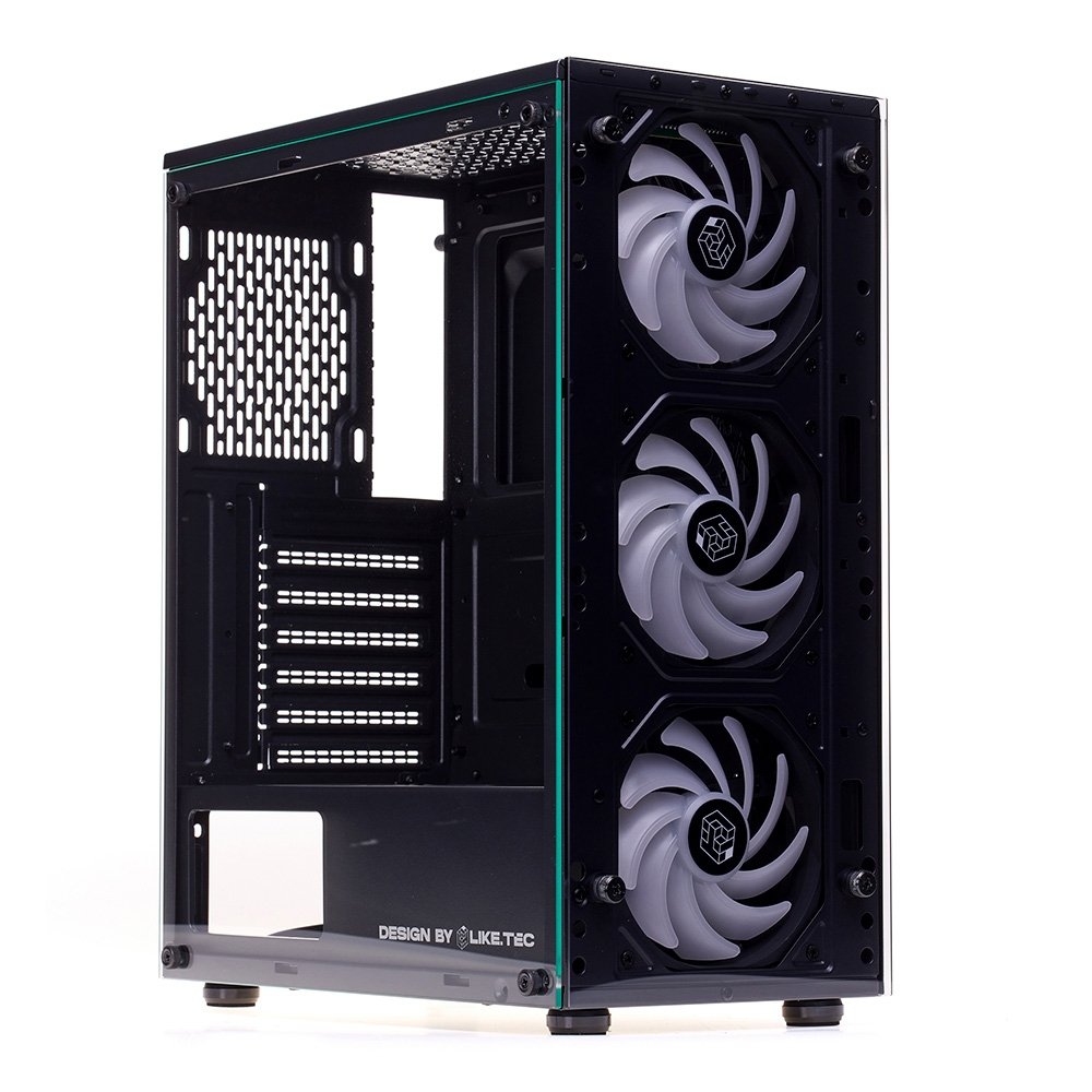 Gabinete Gamer Liketec Matrix V2, Mid Tower, Rainbow, ATX, Lateral e Frontal em Vidro Temperado, 3 Ventoinhas, Preto - MATRIX V2 - view 5