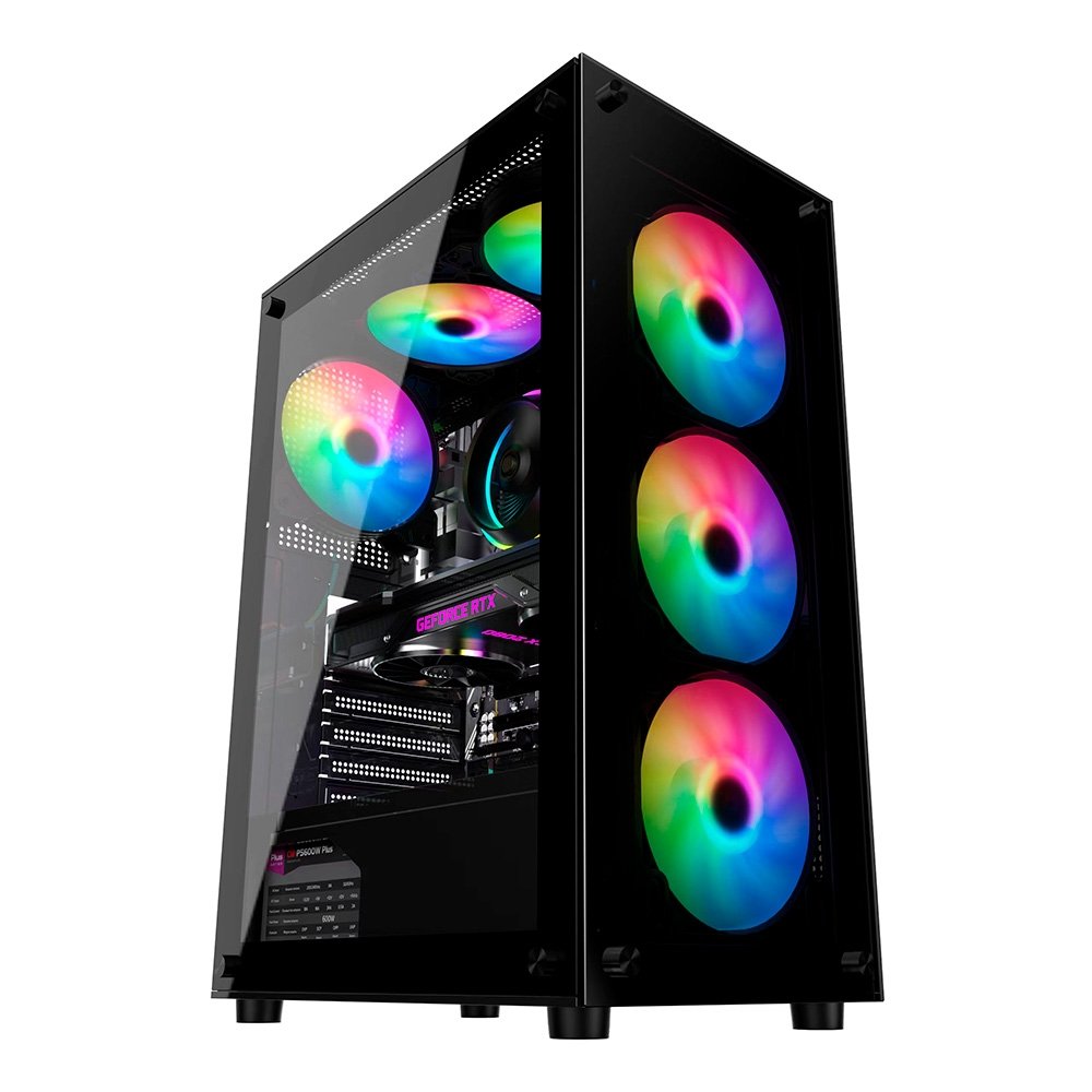 Gabinete Gamer Liketec Matrix V2, Mid Tower, Rainbow, ATX, Lateral e Frontal em Vidro Temperado, 3 Ventoinhas, Preto - MATRIX V2 - view 2