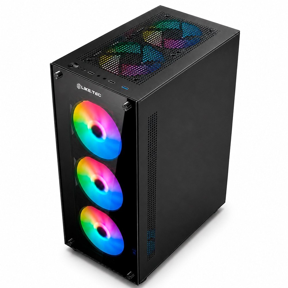 Gabinete Gamer Liketec Matrix V2, Mid Tower, Rainbow, ATX, Lateral e Frontal em Vidro Temperado, 3 Ventoinhas, Preto - MATRIX V2 - view 5
