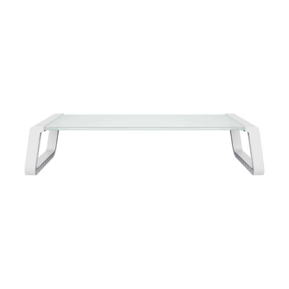 Suporte para Monitor Trust Monta, Vidro Temperado, Base Elevada, Organizador de Mesa, Branco - 25351