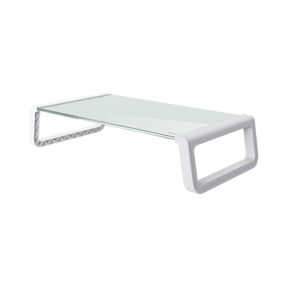 Imagem 2 de 6 do produto Suporte para Monitor Trust Monta, Vidro Temperado, Base Elevada, Organizador de Mesa, Branco - 25351