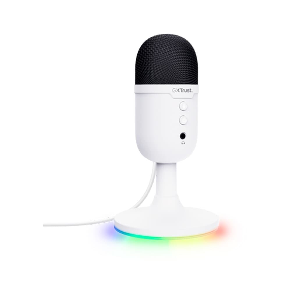 Microfone Gamer GXTrust 234W Yunix RGB, USB Compacto, Filtro Pop e Mudo, Branco - ( Balão.info - foto 3