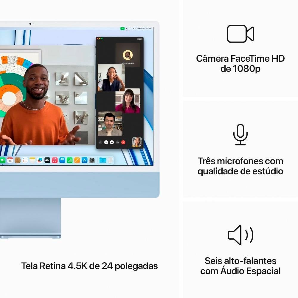 "iMac Apple Tela Retina 24"" 4.5K, Chip M3, CPU 8 Núcleos GPU 10 Núcleos, SSD 1TB, Azul - Z19K" - view 3