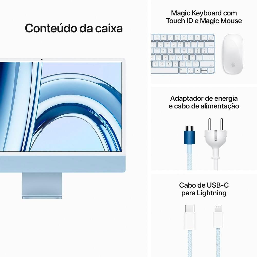 "iMac Apple Tela Retina 24"" 4.5K, Chip M3, CPU 8 Núcleos GPU 10 Núcleos, SSD 1TB, Azul - Z19K" - view 8