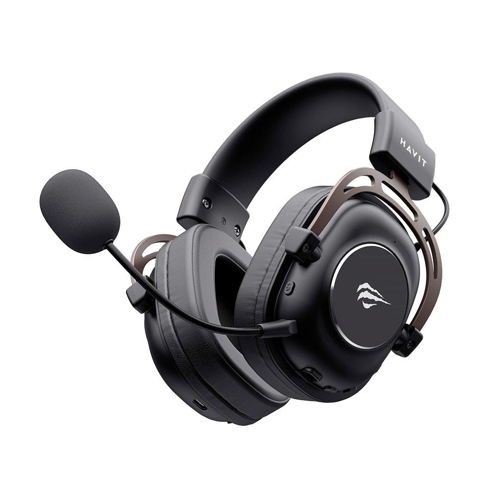 Headset Gamer Profissional Sem Fio Havit H2002YG, Driver 50mm, Wireless, USB-C e 3.5mm, Preto - view 5