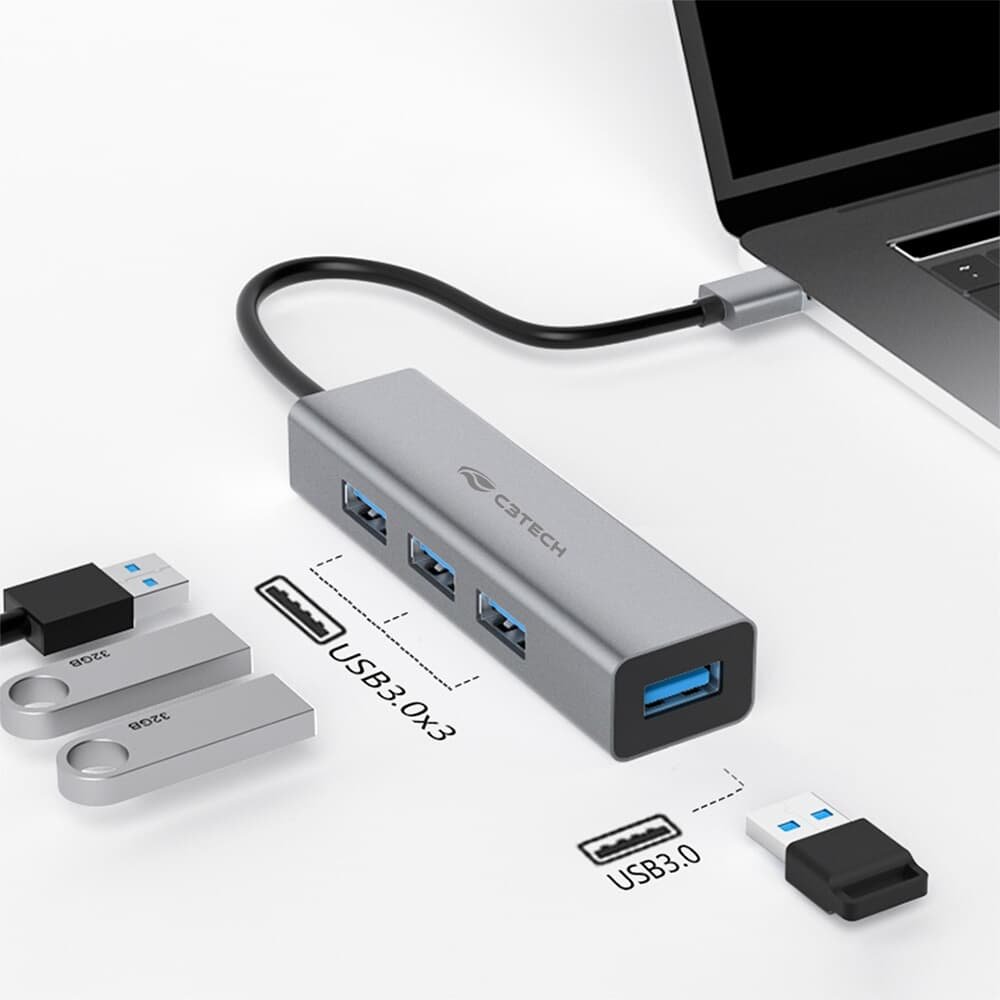 HUB C3Tech USB 3.0, para 4x USB 3.0, Cinza - HU-340GY - view 2