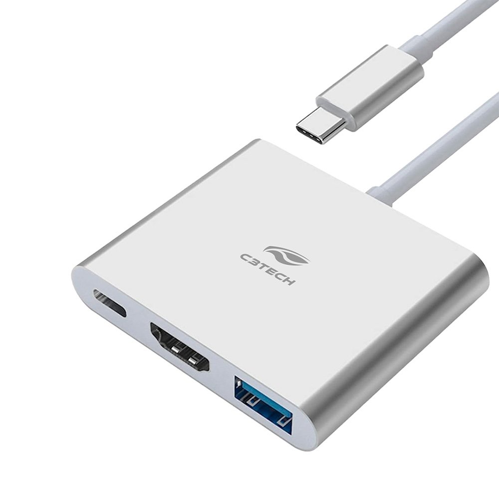 HUB C3Tech USB-C 3.0, para HDMI, 1x USB 3.0, 1x USB-C PD 65W, Cinza - HU( Balão.info - foto 3