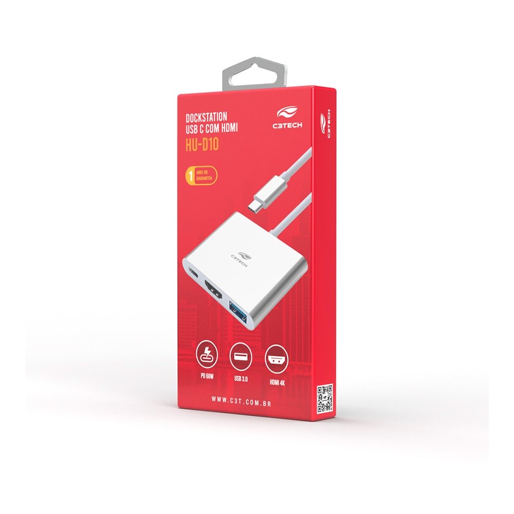 HUB C3Tech USB-C 3.0, para HDMI, 1x USB 3.0, 1x USB-C PD 65W, Cinza - HU( Balão.info - foto 4