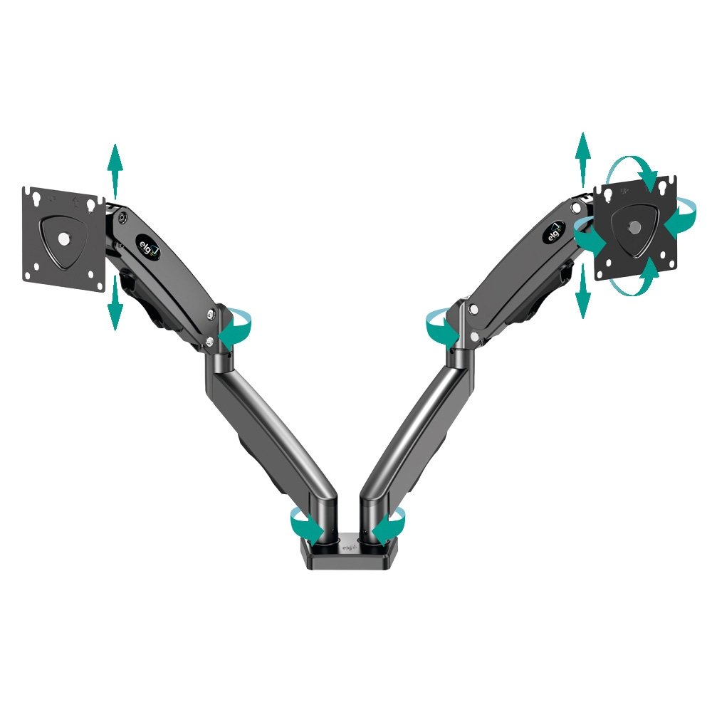 Imagem 3 de 12 do produto Suporte Articulado de Mesa para 2 Monitores DE 17" a 35"+ ELG, Com Pistão a Gás, 2 Cabos HDMI de 2.5m - F196HDMI