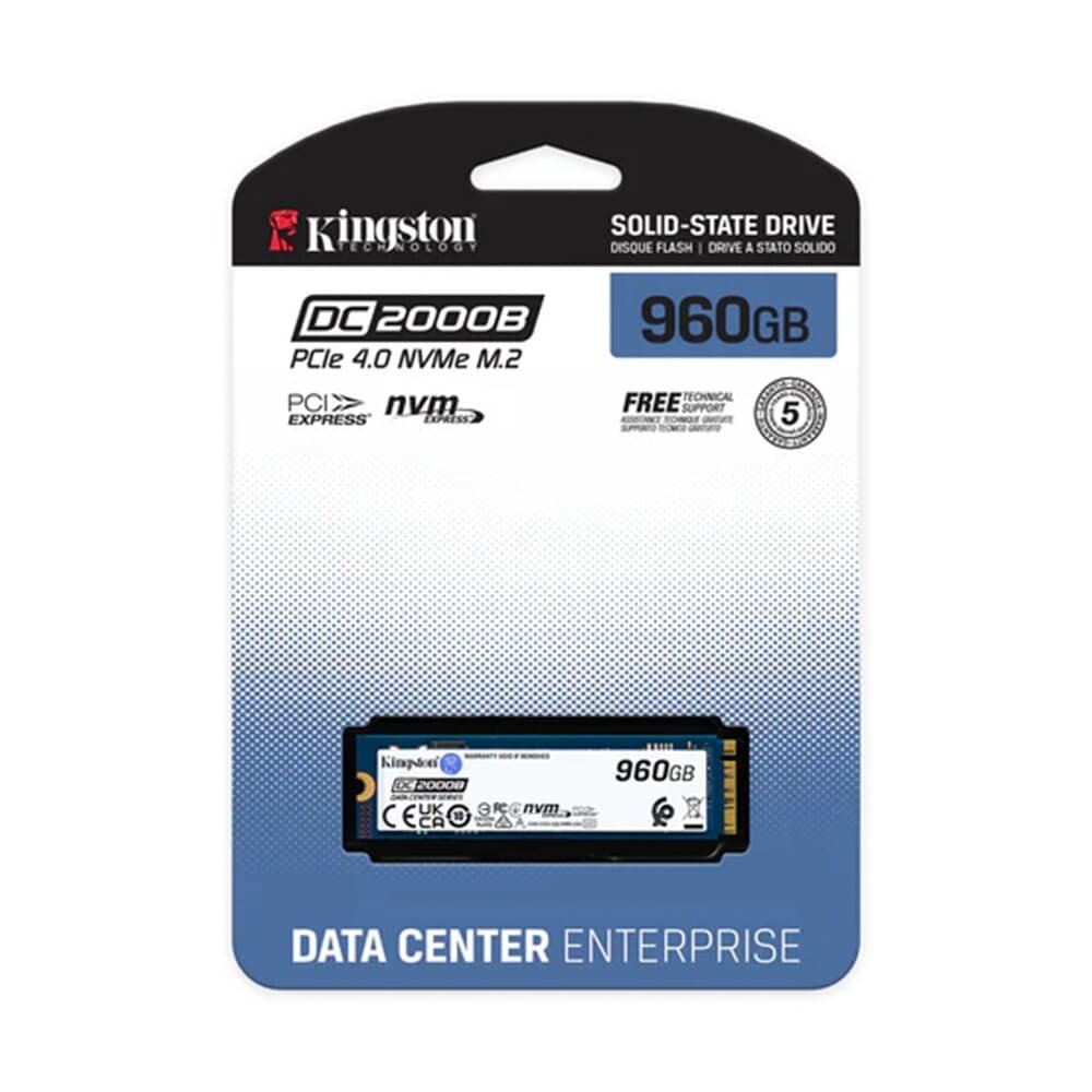Imagem 3 de 4 do produto SSD Kingston Enterprise DC2000B 960GB, PCIe 4.0, NVMe M.2, Leitura: 7000MB/s e Gravação: 1300MB/s, 3D TLC, Azul - SEDC2000BM8/960G