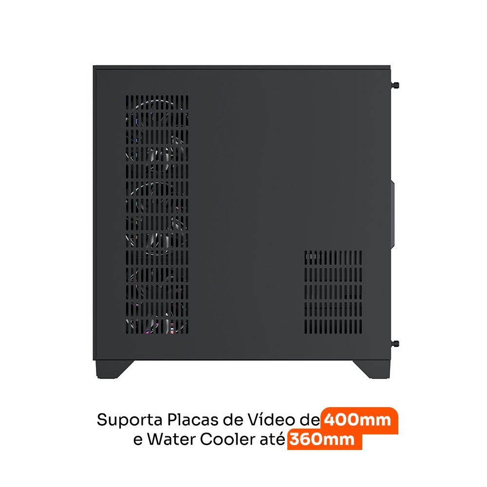 Imagem 5 de 8 do produto Gabinete Gamer Husky Dome 700, 7 Fans ARGB, Vidro Temperado Frontal/Lateral, Water Cooler 360mm, ATX/M-ATX, USB 3.0 - HGN700PT