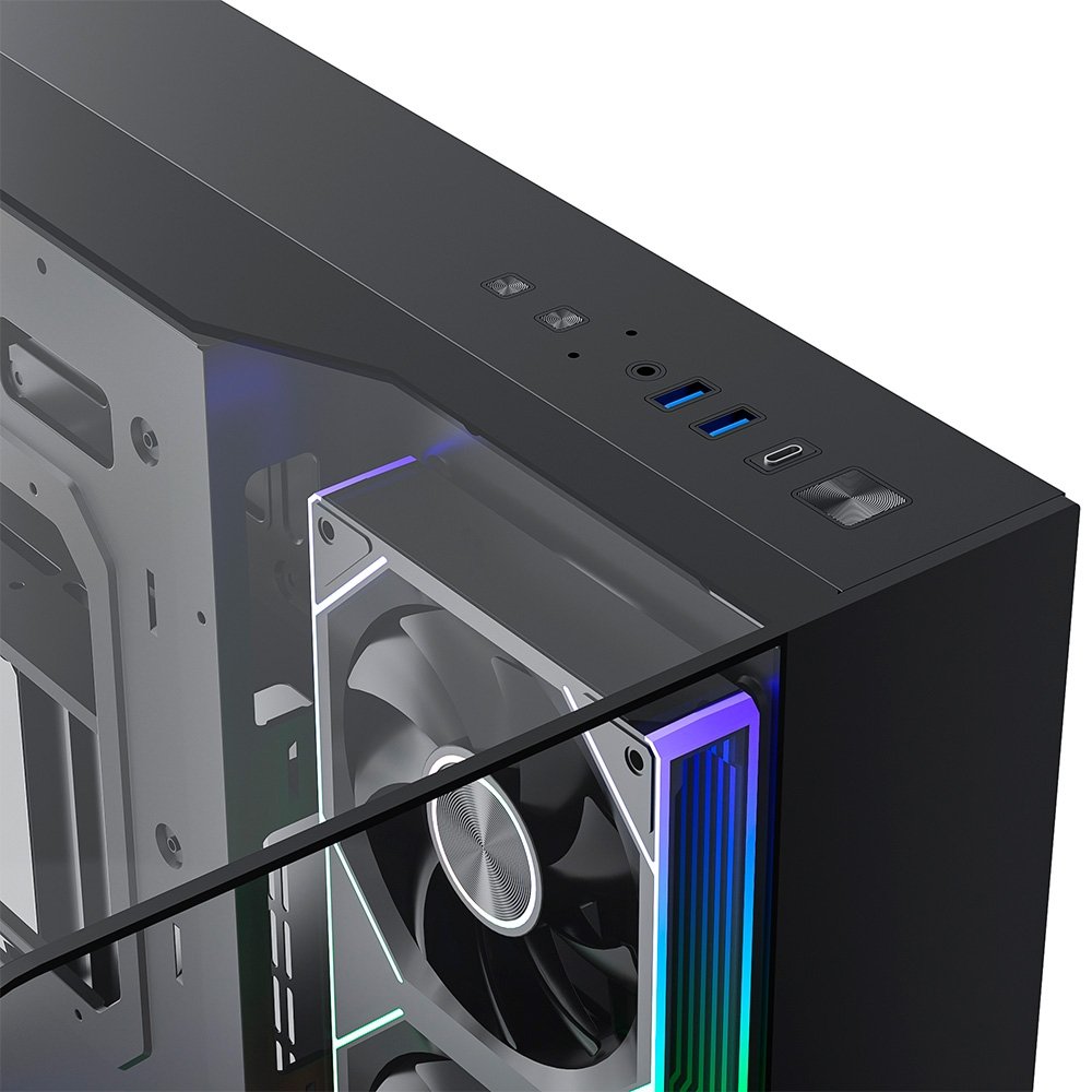 Imagem 7 de 8 do produto Gabinete Gamer Husky Dome 700, 7 Fans ARGB, Vidro Temperado Frontal/Lateral, Water Cooler 360mm, ATX/M-ATX, USB 3.0 - HGN700PT