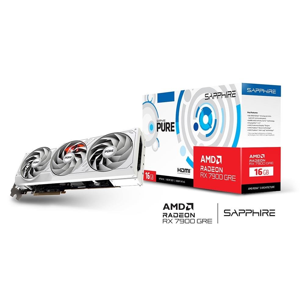 Sapphire　PURE　RADEON RX 7900GRE Placa De Vídeo Sapphire Pure AMD Radeon RX 7900 GRE, 16GB, GDDR6