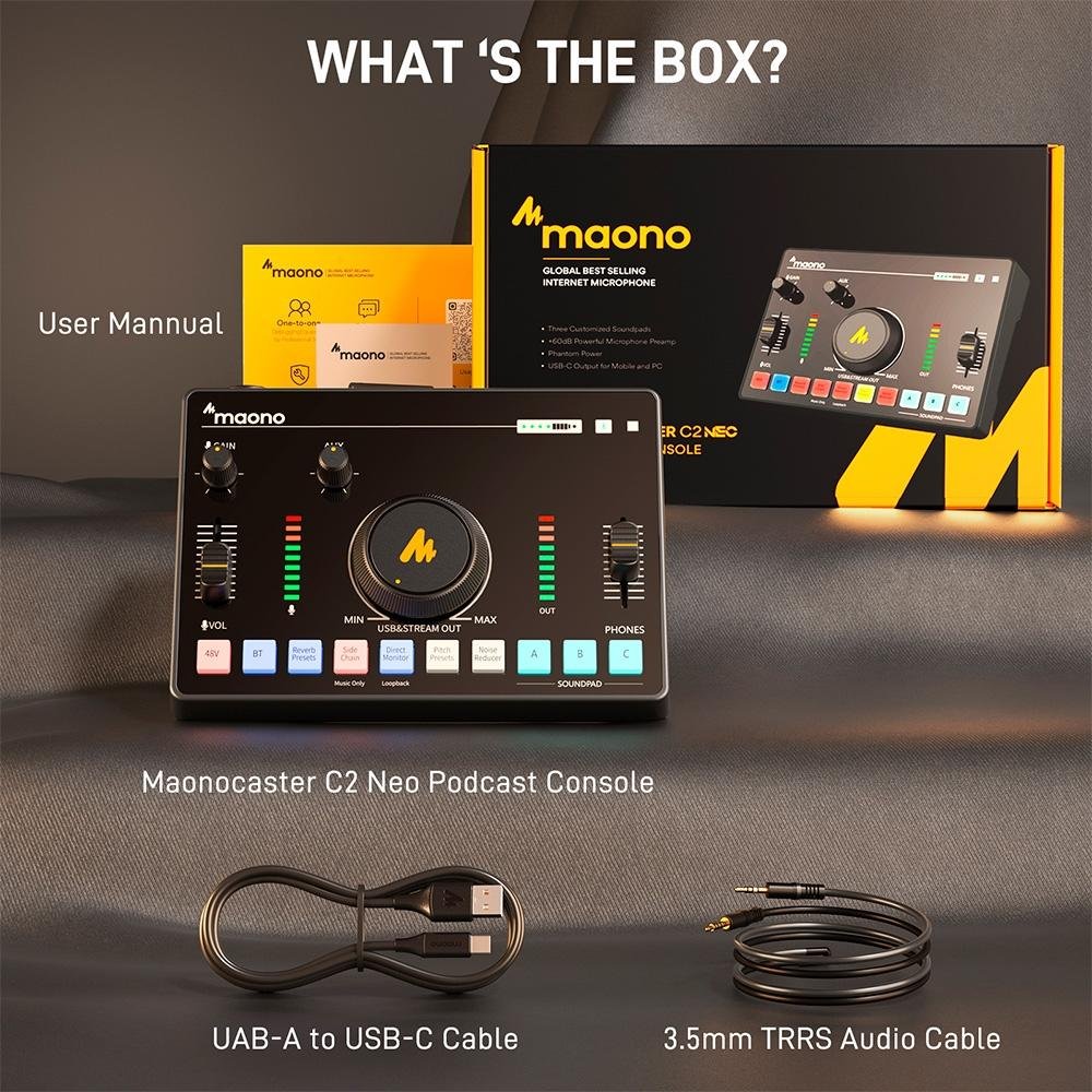 Mesa de Som Maono Caster ( Balão.info) NEO, USB e Bluetooth, Bateria até 7 Horas, Preto - AMC2 NEO (BLACK - foto 4