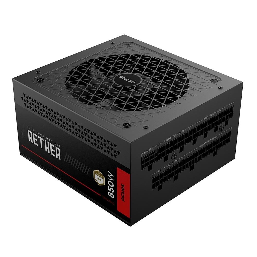 Fonte PCyes Aether, 850W, Modular, PFC Ativo, Com Cabos, Preto - 850WFMG