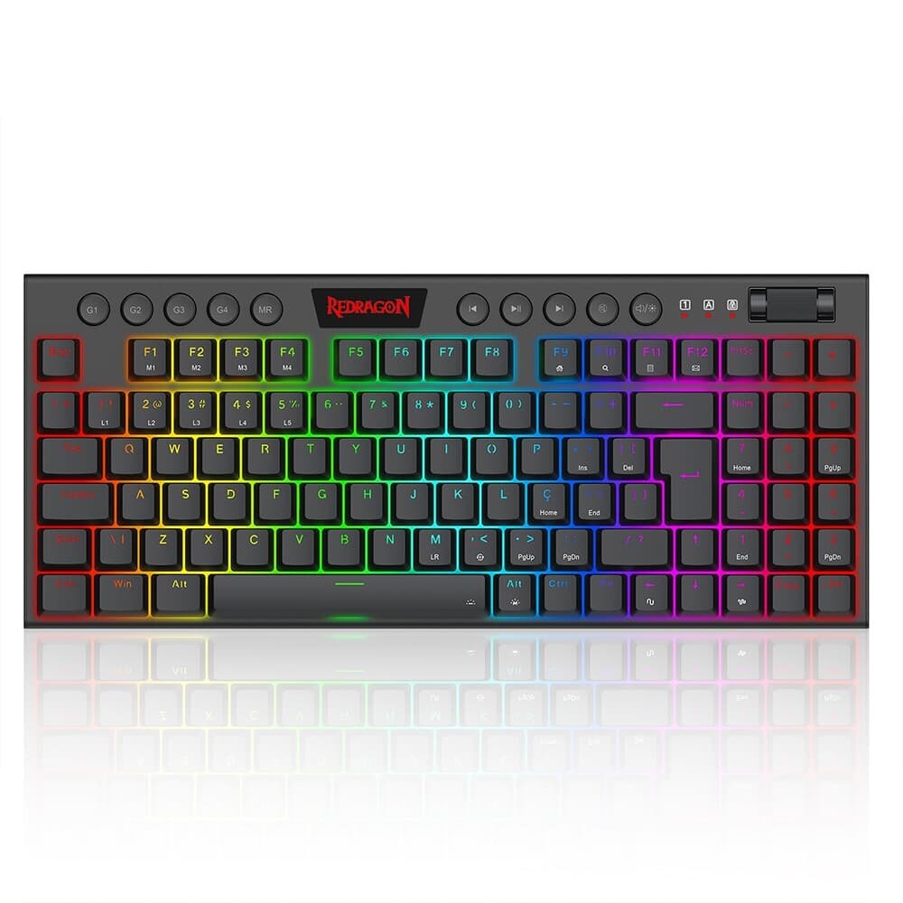 Teclado Mecânico Gamer Redragon Kurama, RGB, Switch Marrom, ABNT2, cabo USB-C removivel, Preto - K625P-KB (PT-BROWN) Teclado Mecânico Gamer Redragon Kurama, RGB, Switch Marrom, ABNT2, cabo USB-C removivel, Preto - K625P-KB (PT-BROWN)