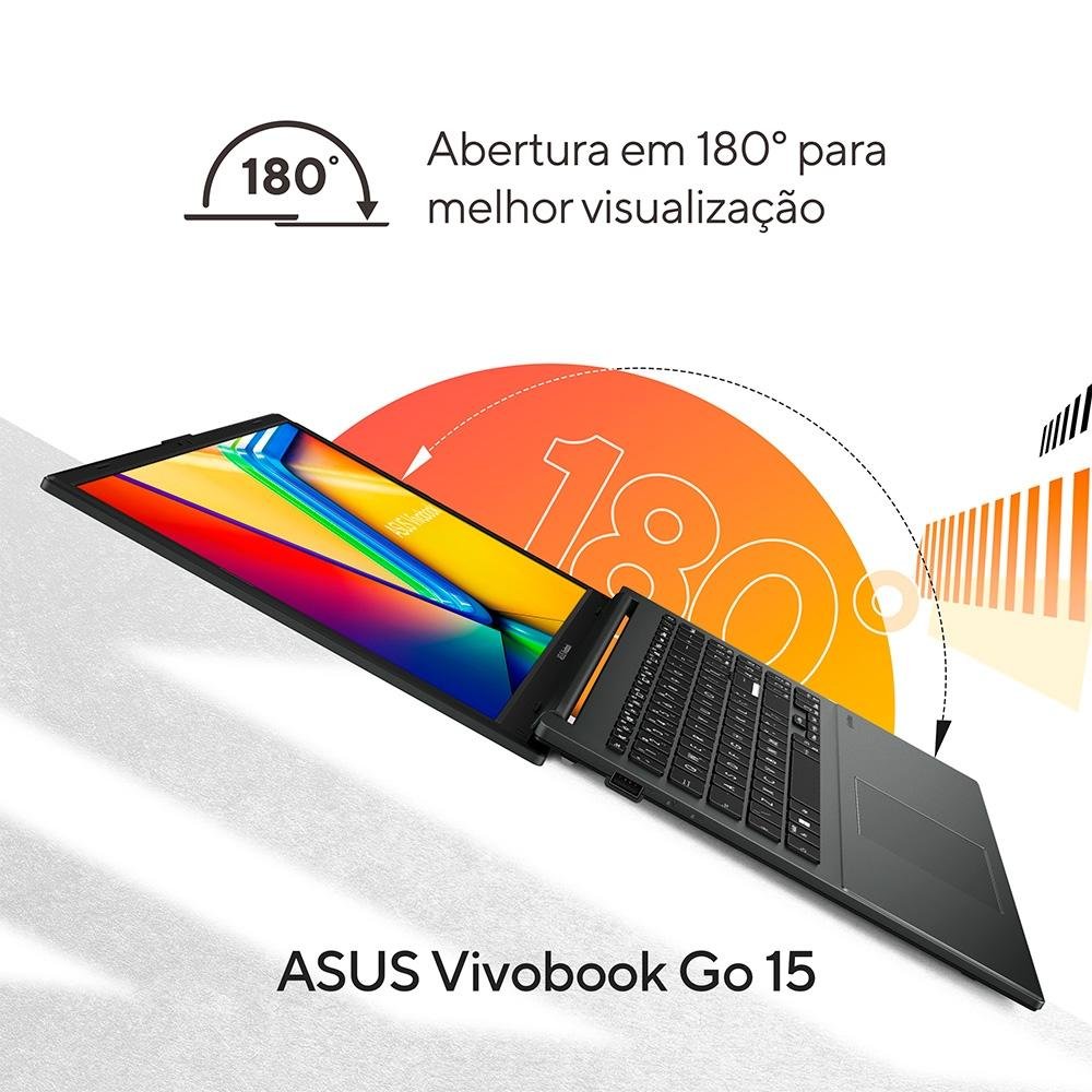 "Notebook ASUS VivoBook Go 15 E1504FA, AMD Ryzen 5 7520U, 8GB RAM, 512GB SSD, Tela 15.6"" FHD, KeepOS, Preto - E1504FA-NJ732" - view 6