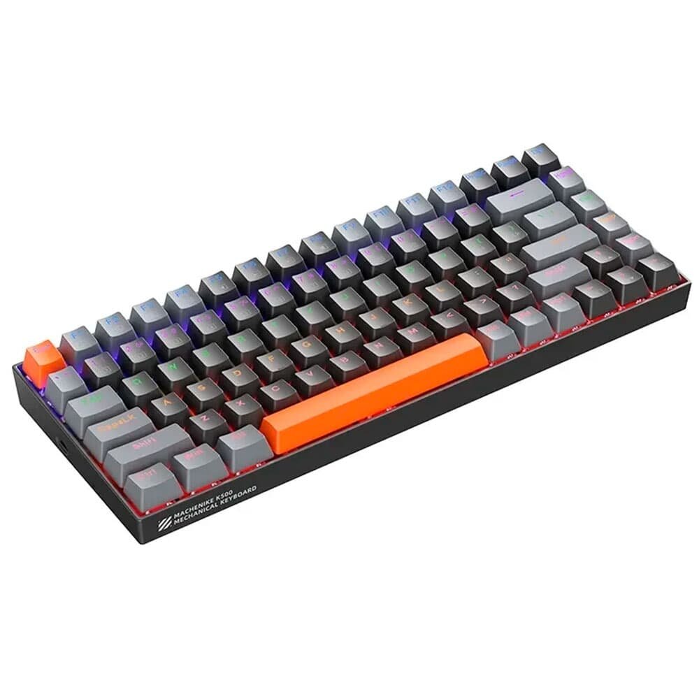 Teclado Mecânico Gamer Machenike K500A-B84, RGB, Switch HUANO BROWN, 75% TKL, Hot-Swappable, Cinza Escuro e Laranja - K500A-B84 LG HRD EN Teclado Mecânico Gamer Machenike K500A-B84, RGB, Switch HUANO BROWN, 75% TKL, Hot-Swappable, Cinza Escuro e Laranja - K500A-B84 LG HRD EN