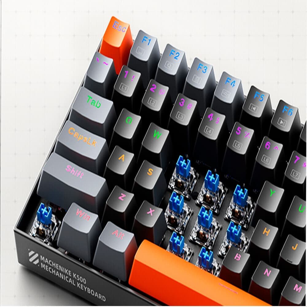 Teclado Mecânico Gamer Machenike K500A-B84, RGB, Switch HUANO BROWN, 75% TKL, Hot-Swappable, Cinza Escuro e Laranja - K500A-B84 LG HRD EN Teclado Mecânico Gamer Machenike K500A-B84, RGB, Switch HUANO BROWN, 75% TKL, Hot-Swappable, Cinza Escuro e Laranja - K500A-B84 LG HRD EN
