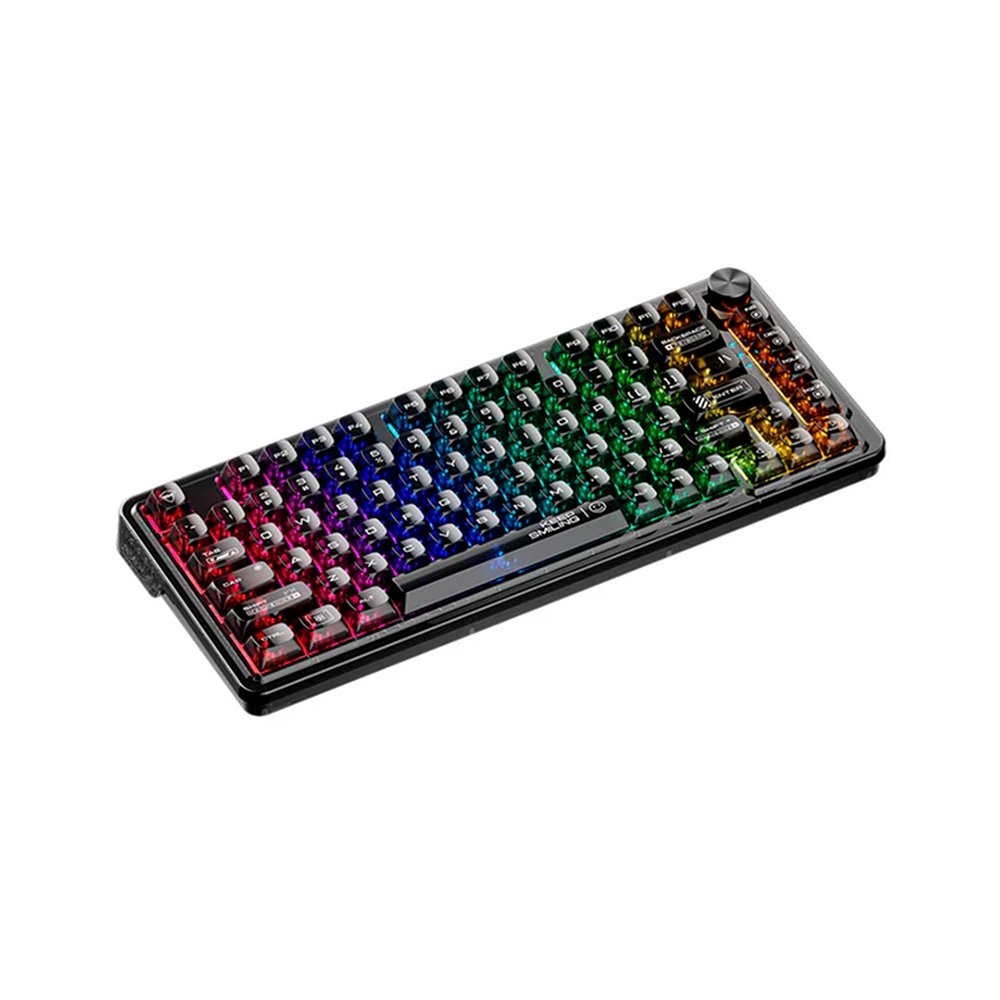 Imagem 2 de 3 do produto Teclado Mecânico Gamer Machenike K500f-B81 CRYSTAL, 75%, Switch Crystal Tátil Hot-Swappable, Gasket, RGB, Preto Transparente - K500F-B81 BK BY