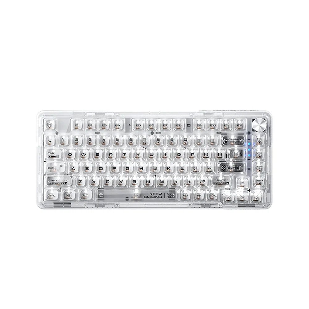 Teclado Mecânico Gamer Machenike K500f-B81 CRYSTAL, 75%, Switch Crystal Tátil Hot-Swappable, Branco Transpar4ente - K500F-B81 WH BX Teclado Mecânico Gamer Machenike K500f-B81 CRYSTAL, 75%, Switch Crystal Tátil Hot-Swappable, Branco Transpar4ente - K500F-B81 WH BX