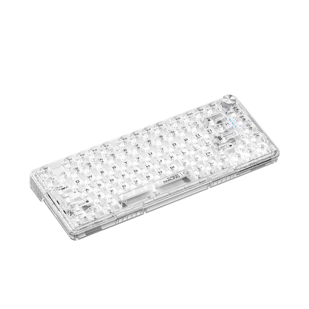 Teclado Mecânico Gamer Machenike K500f-B81 CRYSTAL, 75%, Switch Crystal Tátil Hot-Swappable, Branco Transpar4ente - K500F-B81 WH BX Teclado Mecânico Gamer Machenike K500f-B81 CRYSTAL, 75%, Switch Crystal Tátil Hot-Swappable, Branco Transpar4ente - K500F-B81 WH BX