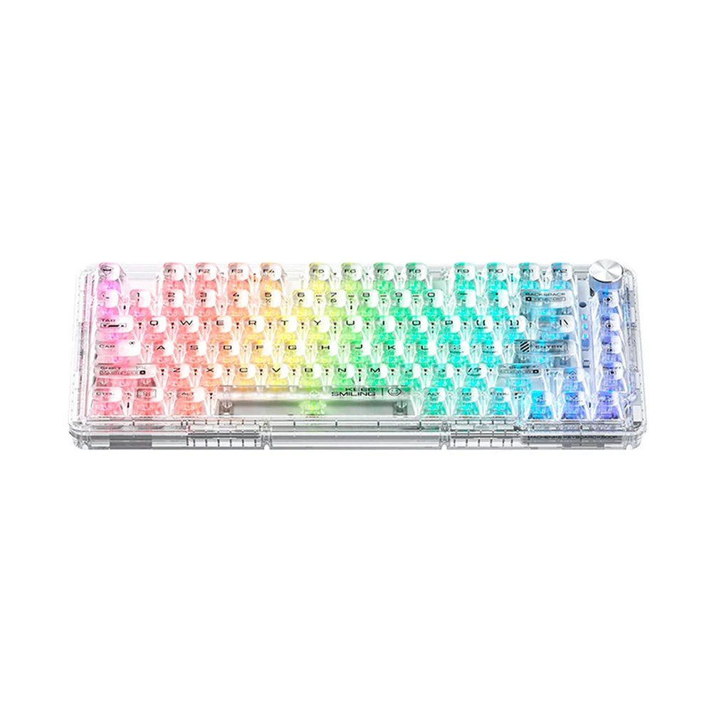 Teclado Mecânico Gamer Machenike K500f-B81 CRYSTAL, 75%, Switch Crystal Tátil Hot-Swappable, Branco Transpar4ente - K500F-B81 WH BX Teclado Mecânico Gamer Machenike K500f-B81 CRYSTAL, 75%, Switch Crystal Tátil Hot-Swappable, Branco Transpar4ente - K500F-B81 WH BX