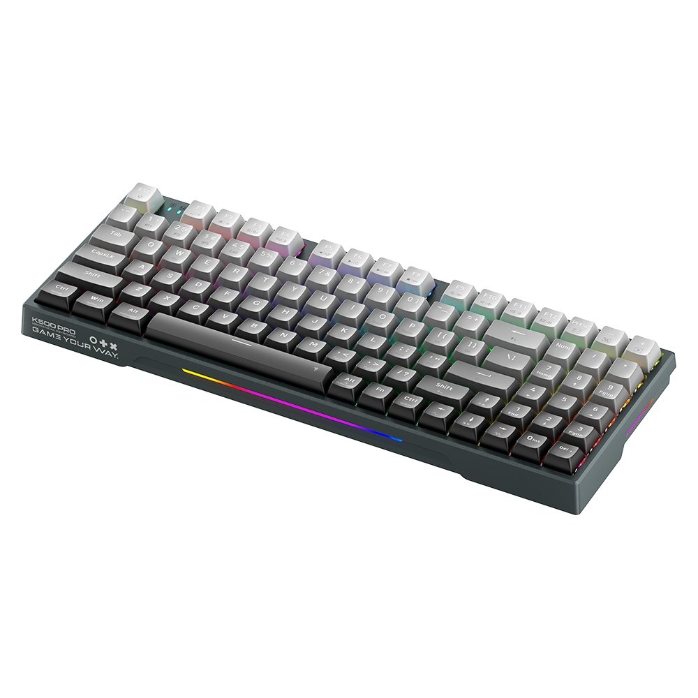 Teclado Mecânico Gamer Machenike K500F-B94W, RGB Switch GR Silver, Tri-Mode Gasket Mount 96%, Cinza - JJ02G300E - view 3