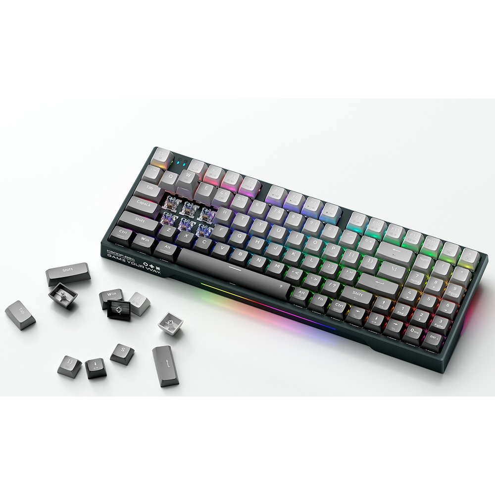 Teclado Mecânico Gamer Machenike K500F-B94W, RGB Switch GR Silver, Tri-Mode Gasket Mount 96%, Cinza - JJ02G300E - view 4