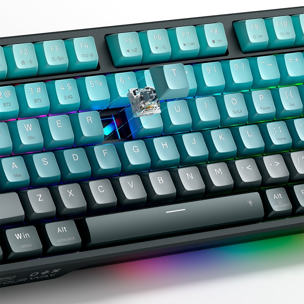 Teclado Mecânico Gamer Machenike K500F-B94W, RGB Switch GR Silver, Tri-Mode Gasket Mount 96%, Verde - JJ02GZ00D - view 4