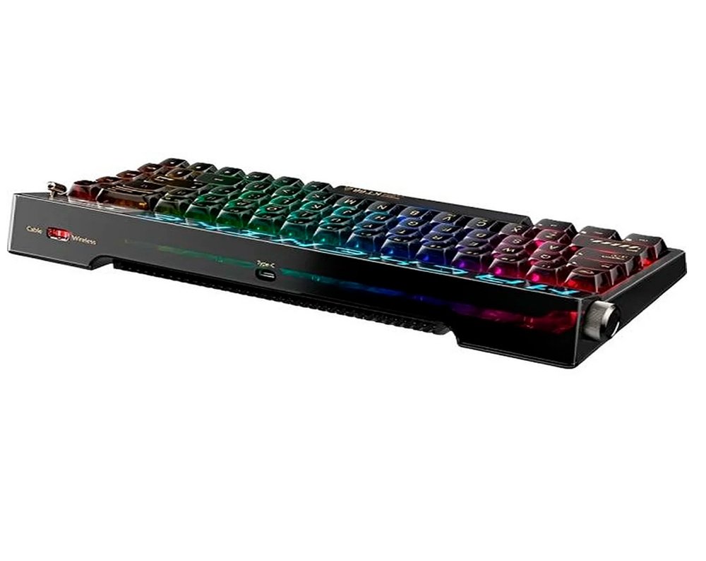 Teclado Mecânico Gamer Machenike KT68-B68W Pro, 65%, Switch ( Balão.info) Pole Linear, Tri-Mode, com Tela LED, RGB, Preto - KT68 PRO RGB BK - foto 2