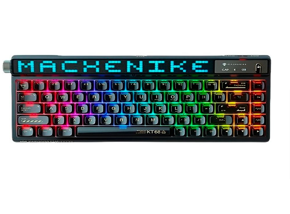 Teclado Mecânico Gamer Machenike KT68-B68W Pro, 65%, Switch ( Balão.info) Pole Linear, Tri-Mode, com Tela LED, RGB, Preto - KT68 PRO RGB BK - foto 3