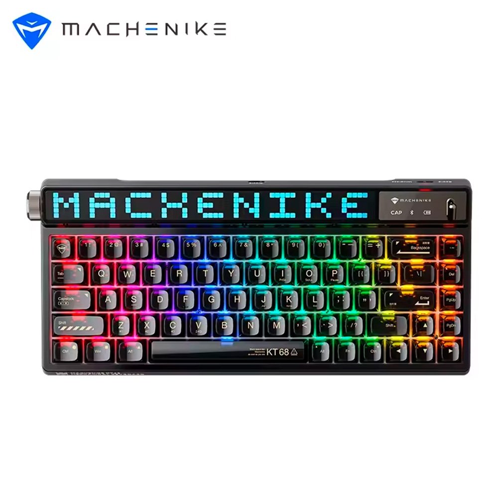 Teclado Mecânico Gamer Machenike KT68-B68W Pro, 65%, Switch ( Balão.info) Pole Linear, Tri-Mode, com Tela LED, RGB, Preto - KT68 PRO RGB BK - foto 4
