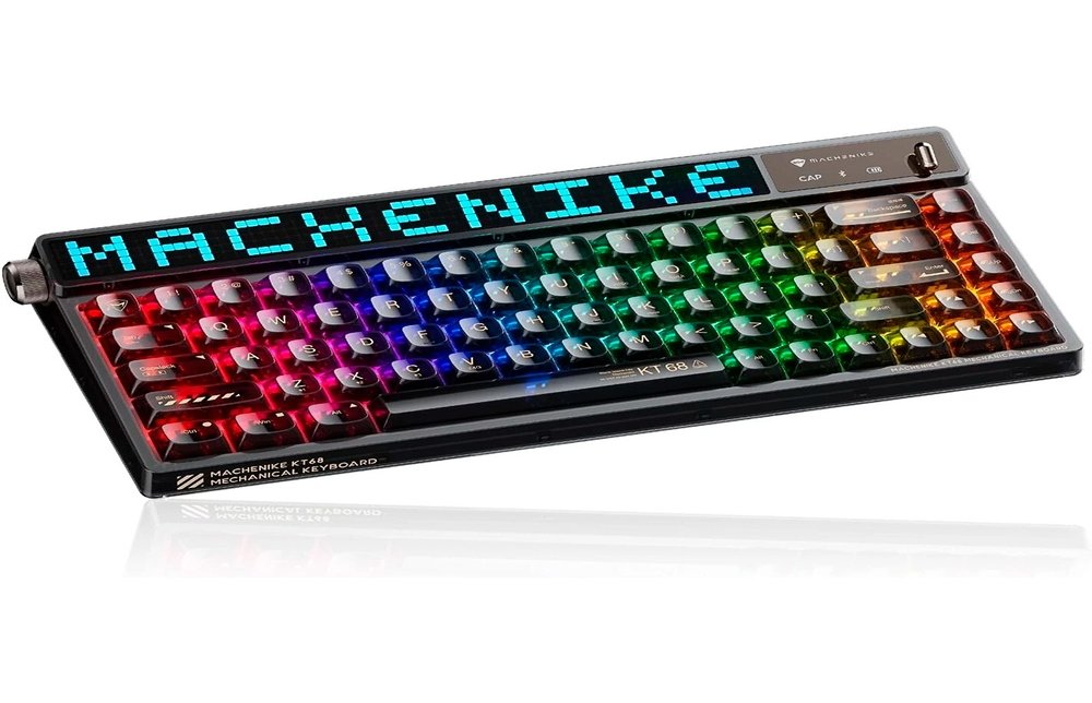 Teclado Mecânico Gamer Machenike KT68-B68W Pro, 65%, Switch ( Balão.info) Pole Linear, Tri-Mode, com Tela LED, RGB, Preto - KT68 PRO RGB BK - foto 5