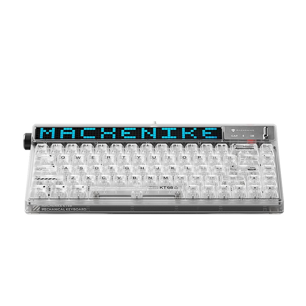 Teclado Mecânico Gamer Machenike KT68-B68W Pro, 65%, Switch ( Balão.info) Pole Linear, Tri-Mode com Tela LED, RGB, Branco - KT68 PRO RGB WH - foto 2